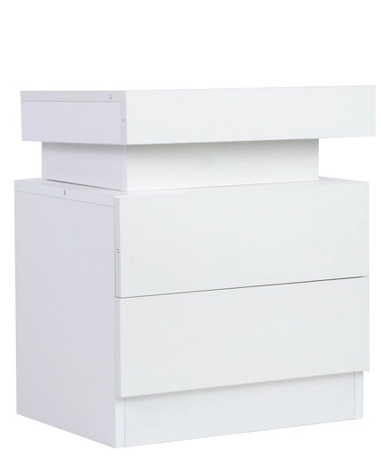 TOPINCN Modern LED Nightstand with RGB Light and Large Storage