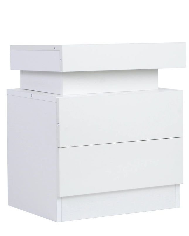 TOPINCN Modern LED Nightstand with RGB Light and Large Storage