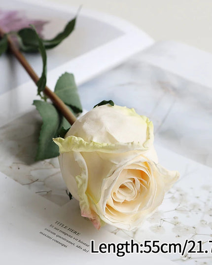 French Curled Rose Fake Flowers - Elegant Silk Bouquet for Home Decor