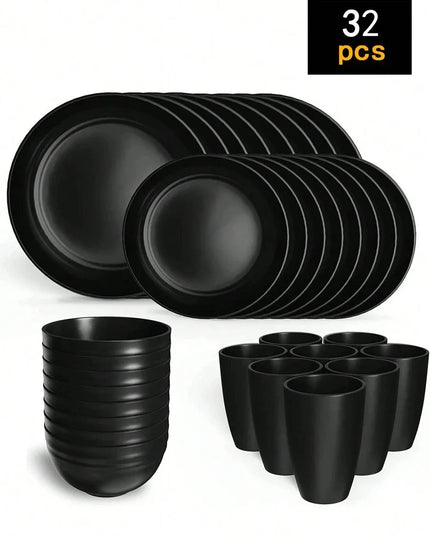 4/16/24pcs Reusable Tableware Set - Eco-Friendly Plates, Bowls, Cups