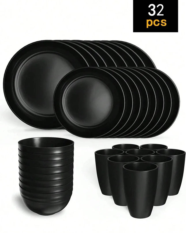 4/16/24pcs Reusable Tableware Set - Eco-Friendly Plates, Bowls, Cups