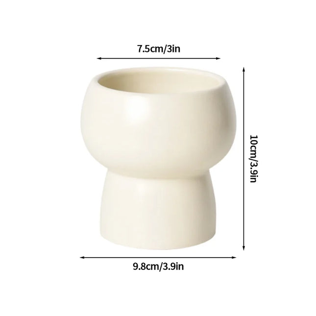 Cream Ceramic Flowerpot - Small Succulent Plant Pot for Home Decor