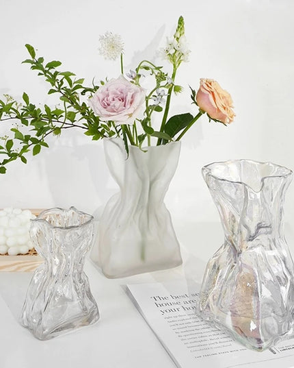 Glass Transparent Flower Vase Creative Designed Hydroponics Plants Pot Fresh Flowers Arrangement Bottle Table Desktop Ornaments