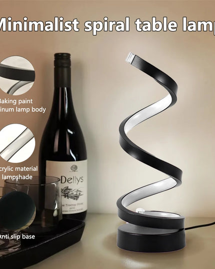 MeeToo Dimmable LED Spiral Table Lamp - Modern Night Light for Bedroom