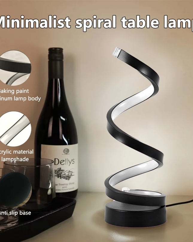 MeeToo Dimmable LED Spiral Table Lamp - Modern Night Light for Bedroom