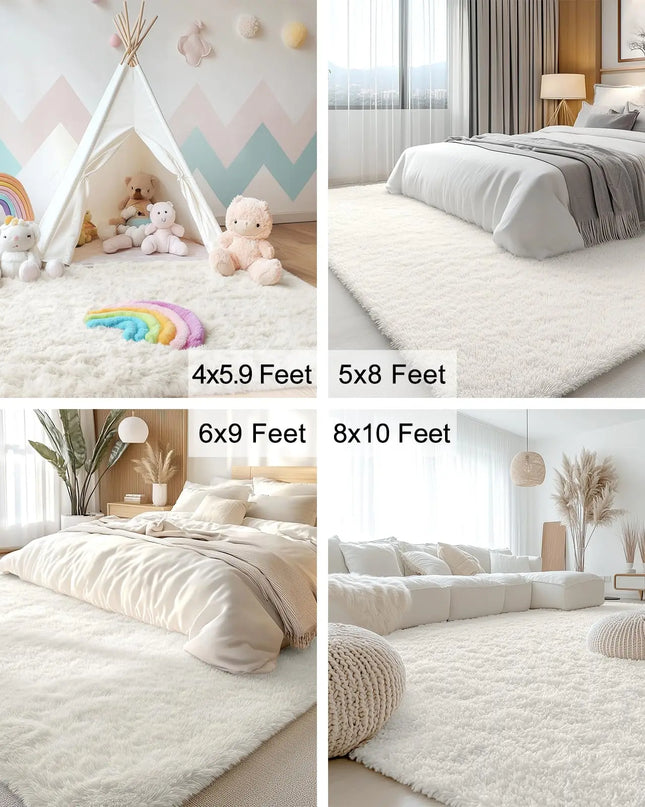 Olanly Large Fluffy Shaggy Area Rug - Soft Plush Indoor Carpet