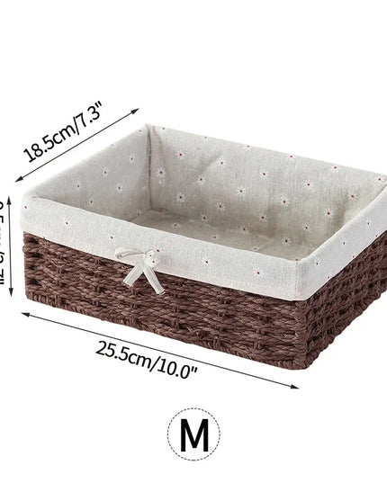 Woven Storage Baskets Organizers Picnic Breakfast Basket Laundry Box Sundries Storage Basket Desktop Cosmetics Snack Storage Box