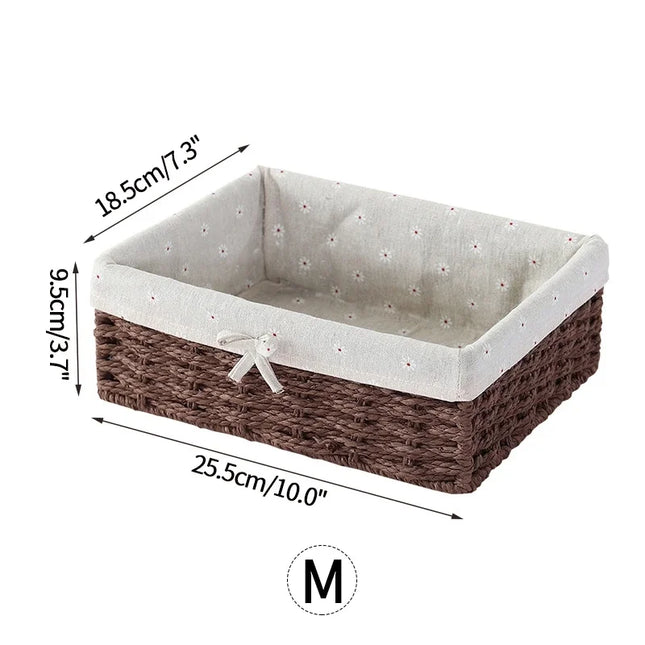 Woven Storage Baskets Organizers Picnic Breakfast Basket Laundry Box Sundries Storage Basket Desktop Cosmetics Snack Storage Box