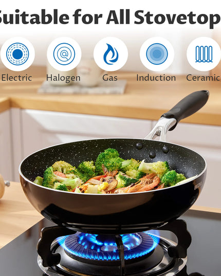 Bezia 5-Piece Induction Pots and Pans Set - Nonstick and Dishwasher Safe