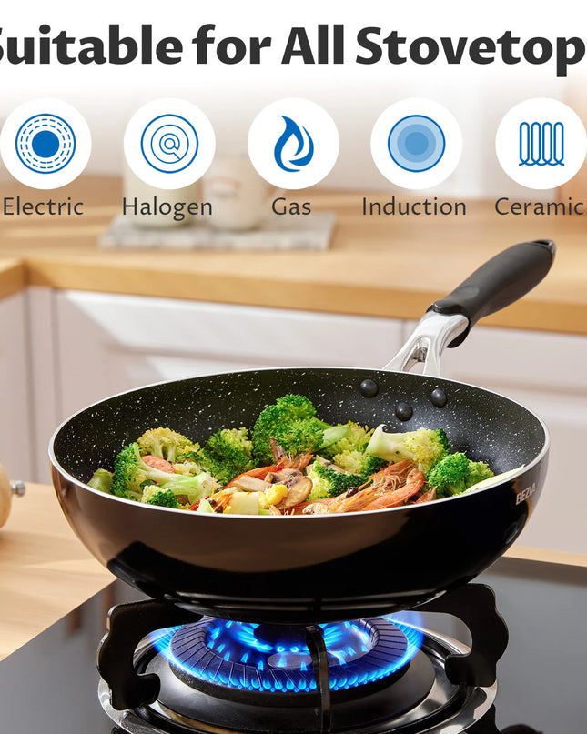 Bezia 5-Piece Induction Pots and Pans Set - Nonstick and Dishwasher Safe