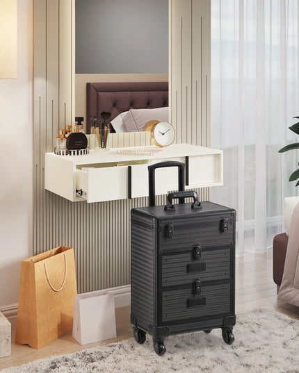 Modishion 3-in-1 Portable Cosmetic Trolley Case with Drawers