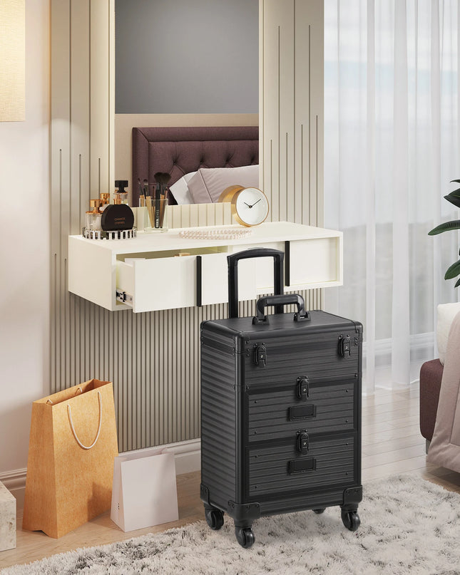 Modishion 3-in-1 Portable Cosmetic Trolley Case with Drawers