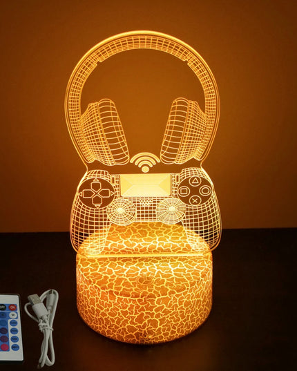 Neon Gamer 3D LED Night Light - RGB Cartoon Lamp for Bedroom
