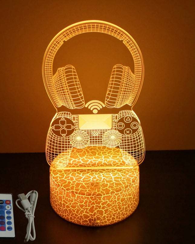 Neon Gamer 3D LED Night Light - RGB Cartoon Lamp for Bedroom