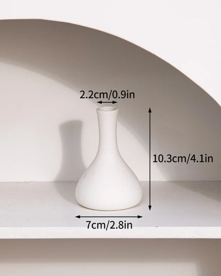 White Nordic Ceramic Flower Vase - Retro Style Decorative Plant Pot