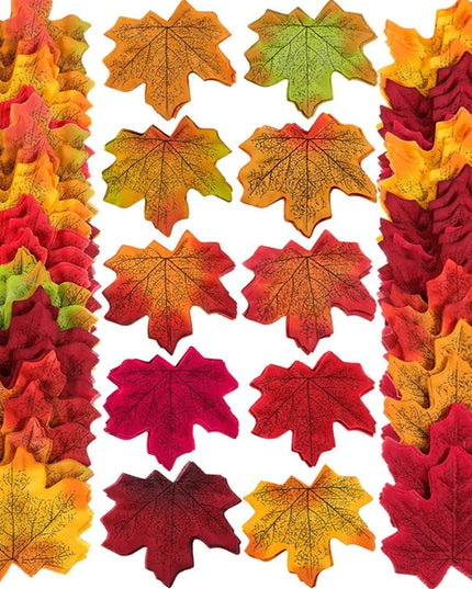 50-200Pcs Artificial Maple Leaves - Silk Decor for Weddings & Parties