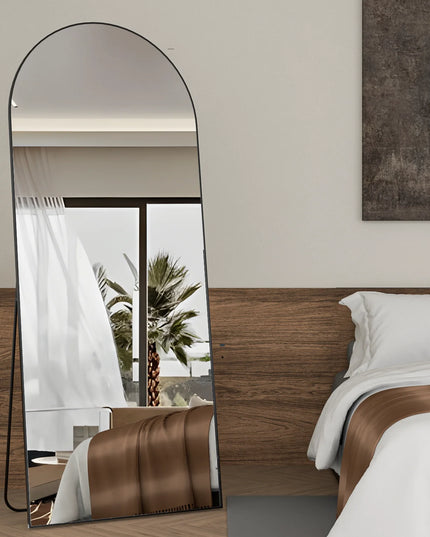CASSILANDO Arched Full Length Mirror - Unique Black Metal Frame