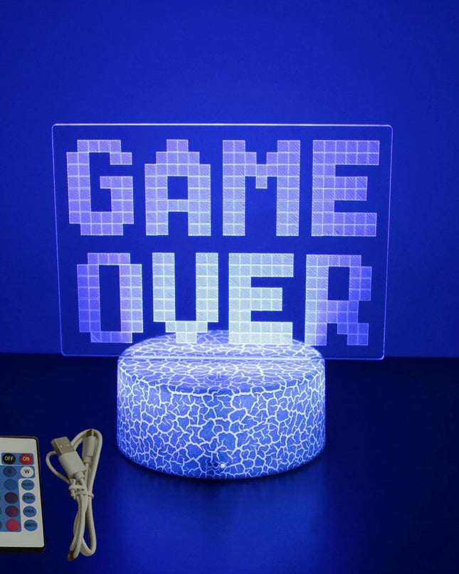 Neon Gamer 3D LED Night Light - RGB Cartoon Lamp for Bedroom