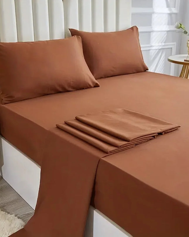 Anqianny 4-Piece Solid Bedding Set - Waterproof Fitted Sheet & Pillowcases