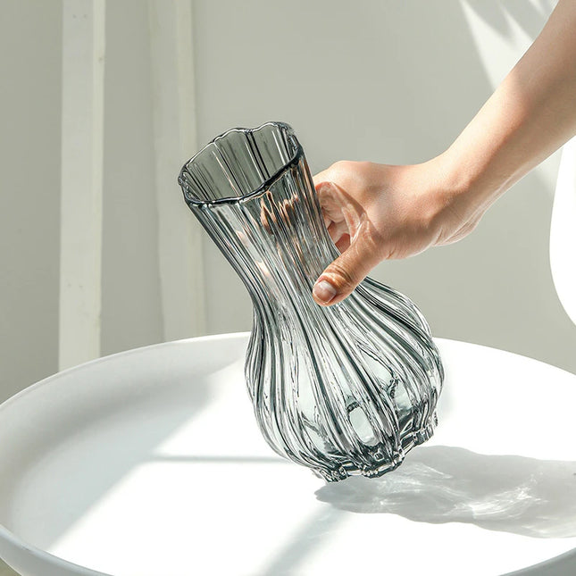 Glass Transparent Flower Vase Retro Hydroponics Plants Pot Clear Flower Container Flowers Arrangement Bottle Table Decoration