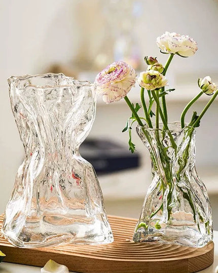 Glass Transparent Flower Vase Creative Designed Hydroponics Plants Pot Fresh Flowers Arrangement Bottle Table Desktop Ornaments