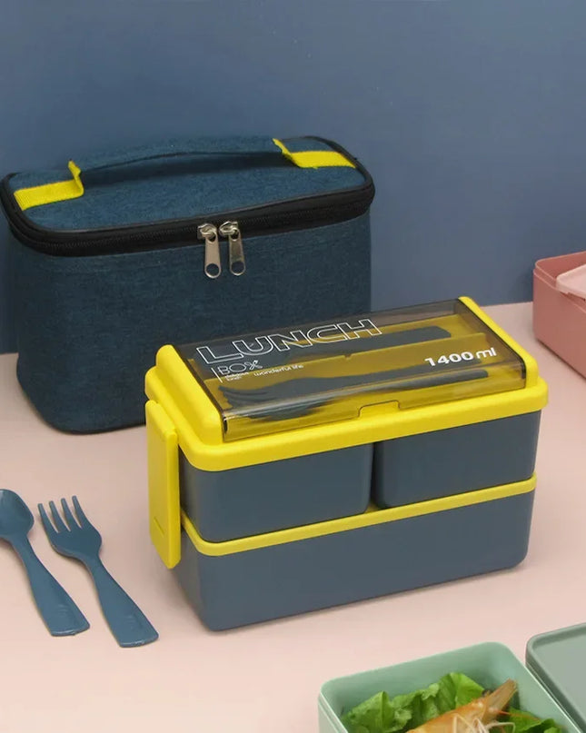 Double Layer Lunch Box with Storage Bag, Leakproof