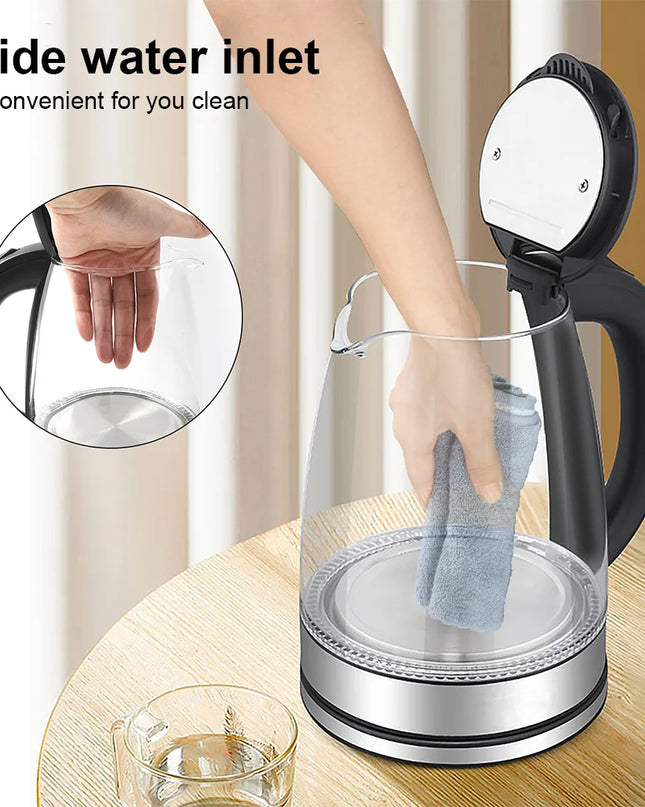 220V 1.8L Electric Glass Kettle - 1500W Home Water Boiler
