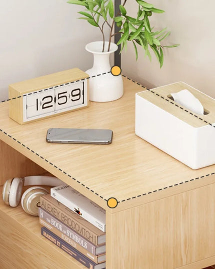 Modern Slim Bedroom Bedside Table - 2 Drawer Nightstand Storage