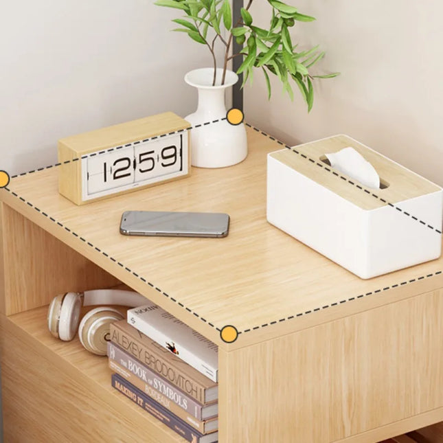 Modern Slim Bedroom Bedside Table - 2 Drawer Nightstand Storage
