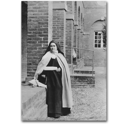 Vintage Smoking Nun Canvas Print - Funny Black and White Wall Art