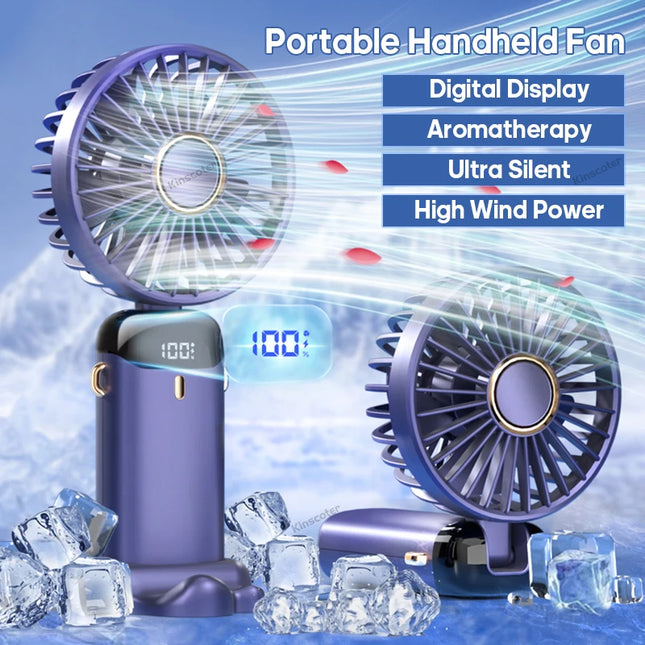 Kinscoter USB Mini Fan - Portable Neck Hanging, 5-Speed Cooling
