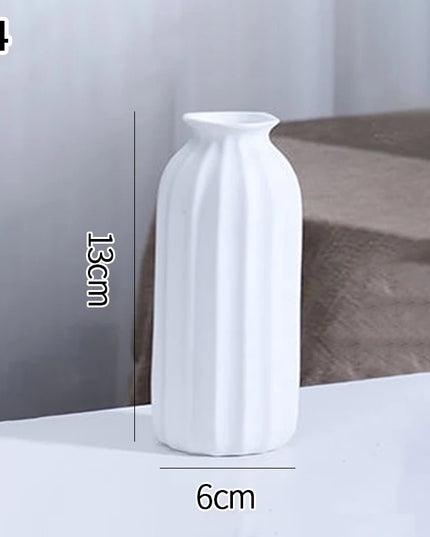 White Nordic Ceramic Flower Vase - Retro Style Decorative Plant Pot