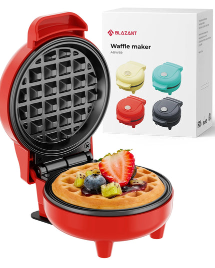 BLAZANT Mini Waffle Maker - Compact Nonstick Design for Quick Breakfast