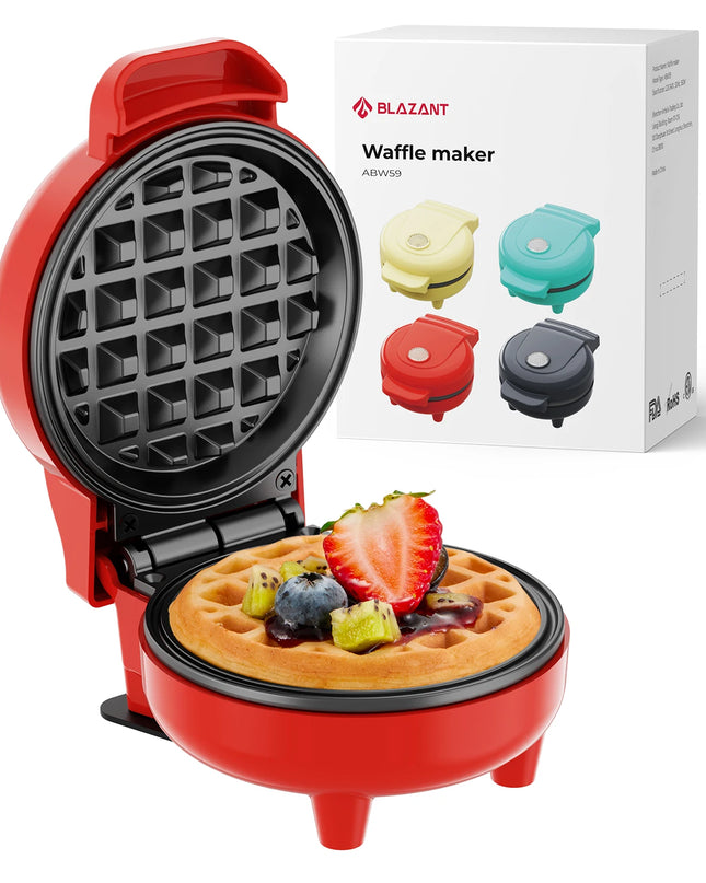 BLAZANT Mini Waffle Maker - Compact Nonstick Design for Quick Breakfast