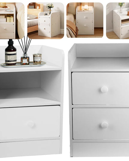 Modern Double Drawer Night Table - Sturdy Design, Small Footprint