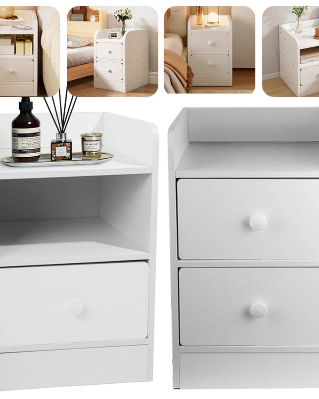 Modern Double Drawer Night Table - Sturdy Design, Small Footprint