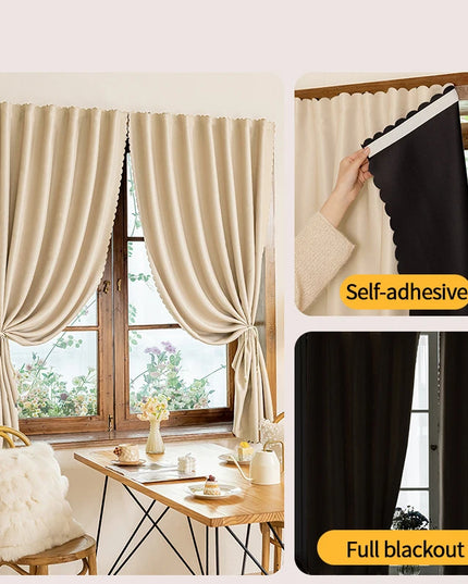 Simple Blackout Bedroom Curtains - High Shading, Self-Adhesive Design