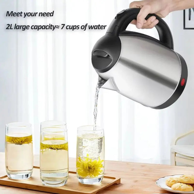 Stainless Steel Electric Kettle 2L - Hot Water Boiler for Tea & Coffee