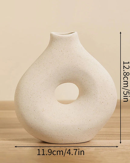 Nordic Ceramic Vase - Circular Hollow Donut Style for Home Decor