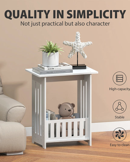 EFAN Modern White Bedside Table – Small Wooden Nightstand
