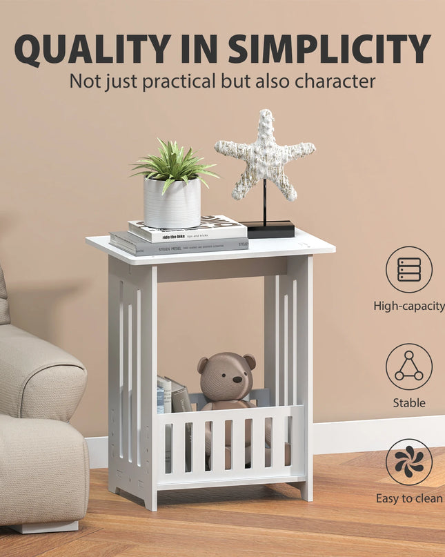 EFAN Modern White Bedside Table – Small Wooden Nightstand