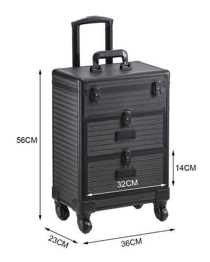 Modishion 3-in-1 Portable Cosmetic Trolley Case with Drawers