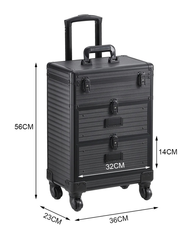 Modishion 3-in-1 Portable Cosmetic Trolley Case with Drawers