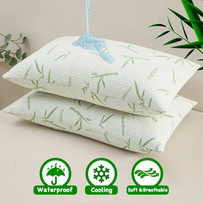 Anqianny 2pcs Waterproof Bamboo Pillowcases - Cooling & Soft Protectors