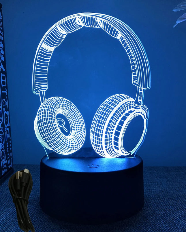 Neon Gamer 3D LED Night Light - RGB Cartoon Lamp for Bedroom