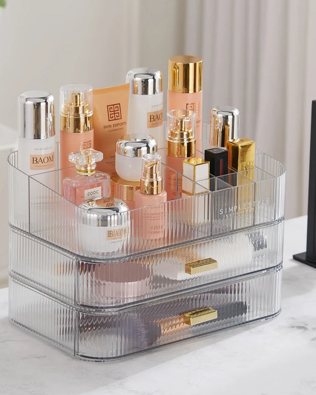 Modishion Large Capacity Makeup Organizer - 2 Drawers, Stylish Design
