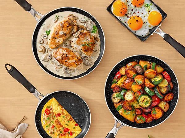 Bezia 5-Piece Induction Pots and Pans Set - Nonstick and Dishwasher Safe