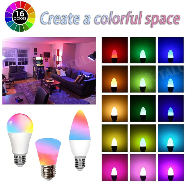 16 Colors RGB Bulb LED Multicolor Bulb E27 Base 220V Household Lighting Dimmable 
24 Key Remote Control Atmosphere Neon Light