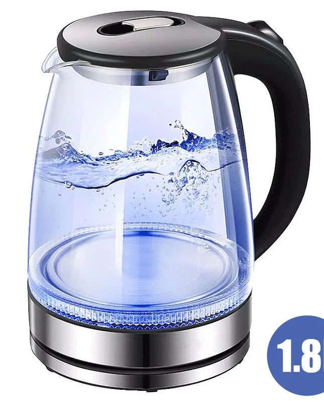 220V 1.8L Electric Glass Kettle - 1500W Home Water Boiler
