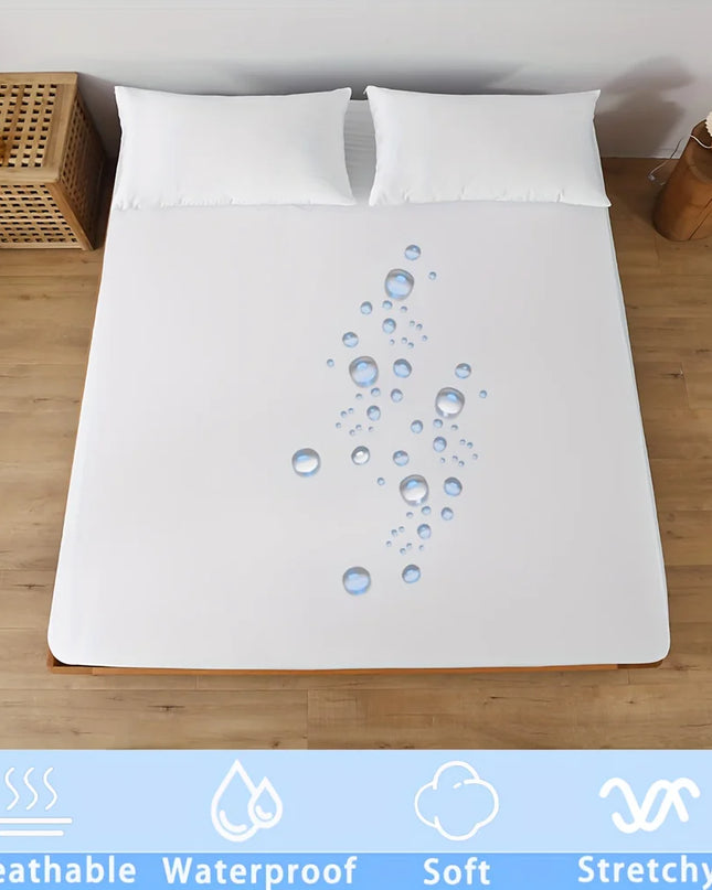 Anqianny Waterproof Fitted Sheet - Soft Stretch Jersey for 160x200cm